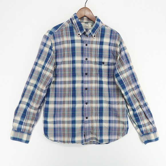Guideboat Madras Plaid Button Down Shirt Long‎ Sleeve Cotton Casual Mens L - Picture 1 of 7